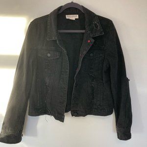 Bullhead Distressed Black Cropped Denim Jacket
